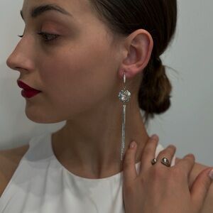 82 Swarovski Crystal Earrings Silver Earrings Long Earrings